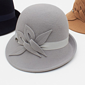Grey Felt Hat with Band and a Rosette