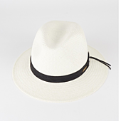 White Panama Hat with Black Ribbon