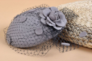 Grey Vintage Pill Box Fascinator