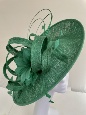 Green teardrop shaped fascinator