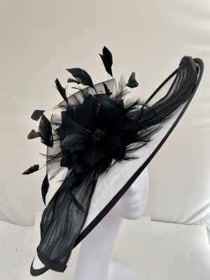 Black and white fascinator
