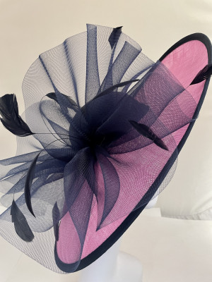 Navy/cerise fascinator