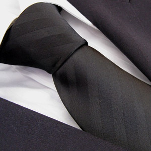 Black Self Stripe Polyester Tie