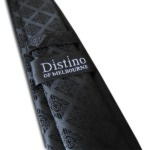 Black Check Skinny Polyester Tie 