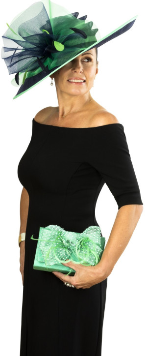 Green and blue fascinator 