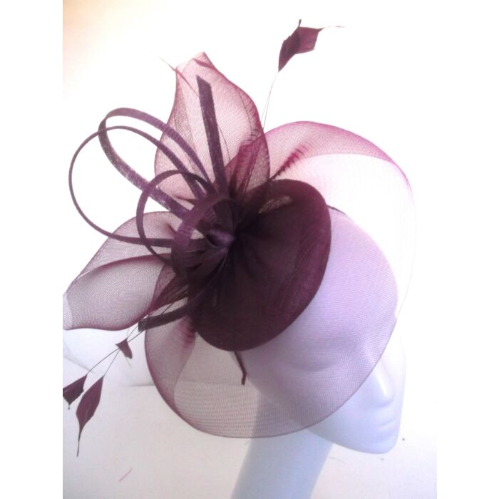 Grape fascinator, topped with swirls