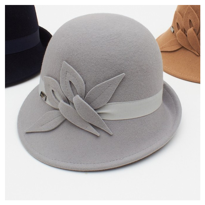 Grey Felt Hat with Band and a Rosette