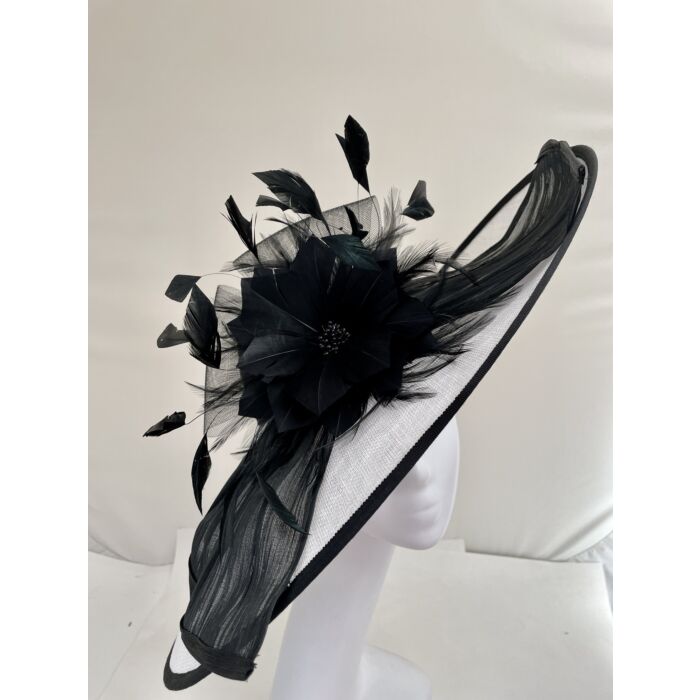 Black and white fascinator