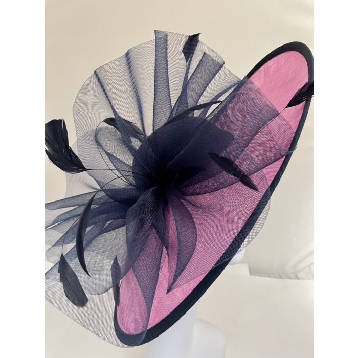 Navy/cerise fascinator