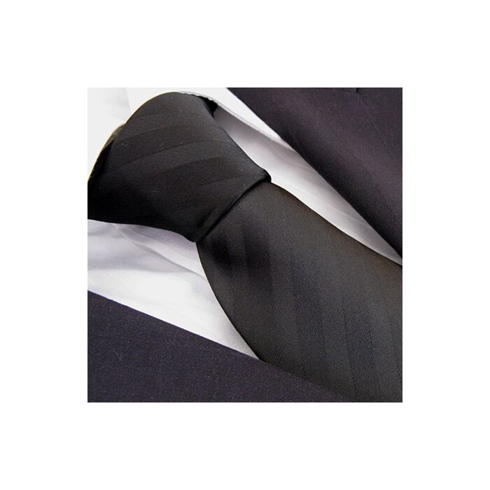Black Self Stripe Polyester Tie