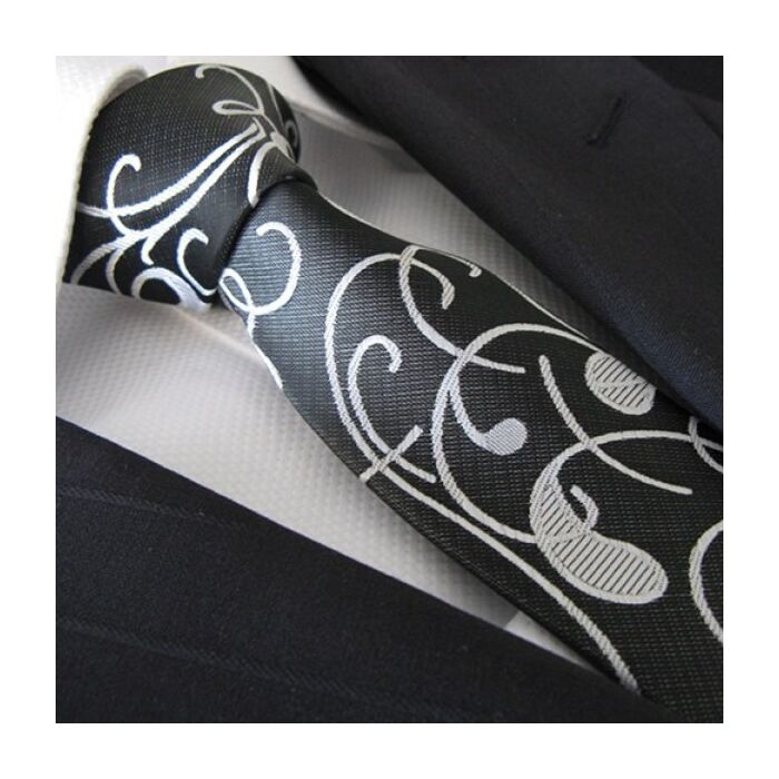 Black Paisley Skinny Polyester Tie