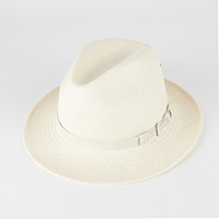 Milky White Panama Hat with Ribbon