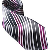 Silver & Pink Silk Tie